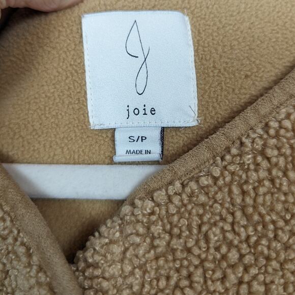 Joie Camel Button Up Sherpa Fuzzy Jacket Size S - Picture 6 of 7
